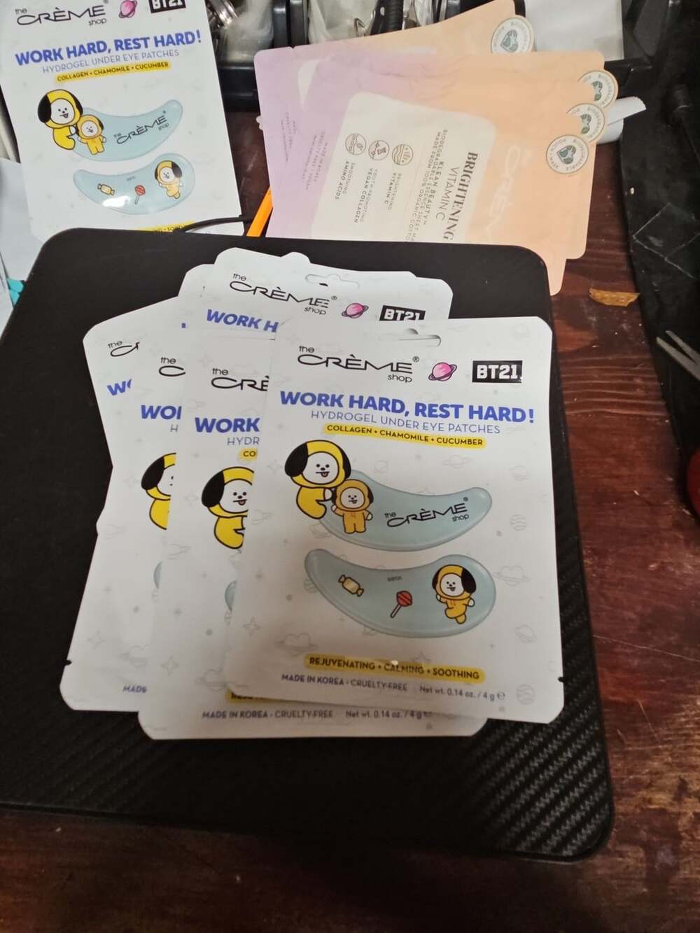 The Crème Shop BT21 Work Hard, Rest Hard! Hydrogel Under Eye Patches lot of 6.